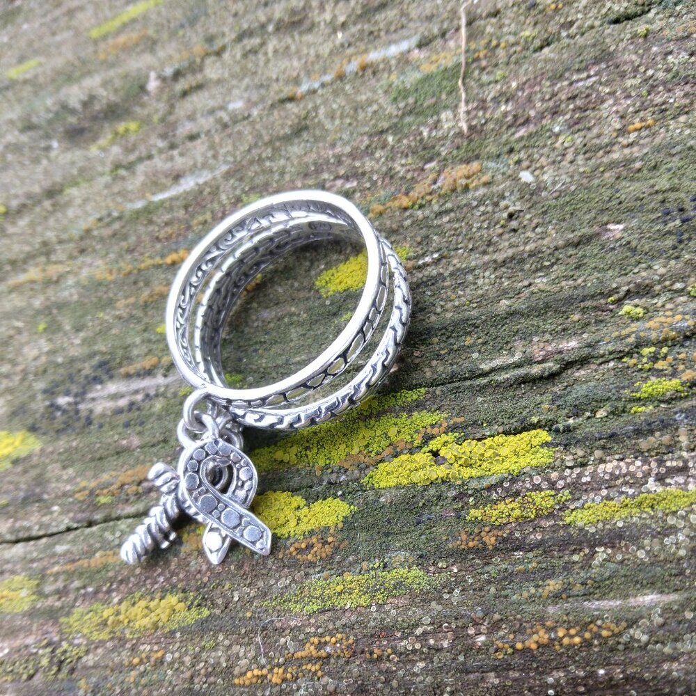 JTV Artisan Collection of Bali 3 Stackable Charm Ring Set Sterling Silver Size 9